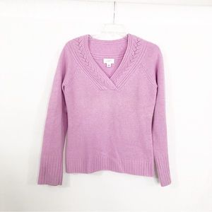 LOFT Lambswool Rabbit Hair V-Neck Sweater, Size Small, Pink
